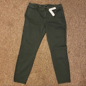 White House Black Market cool olive jeweled pants